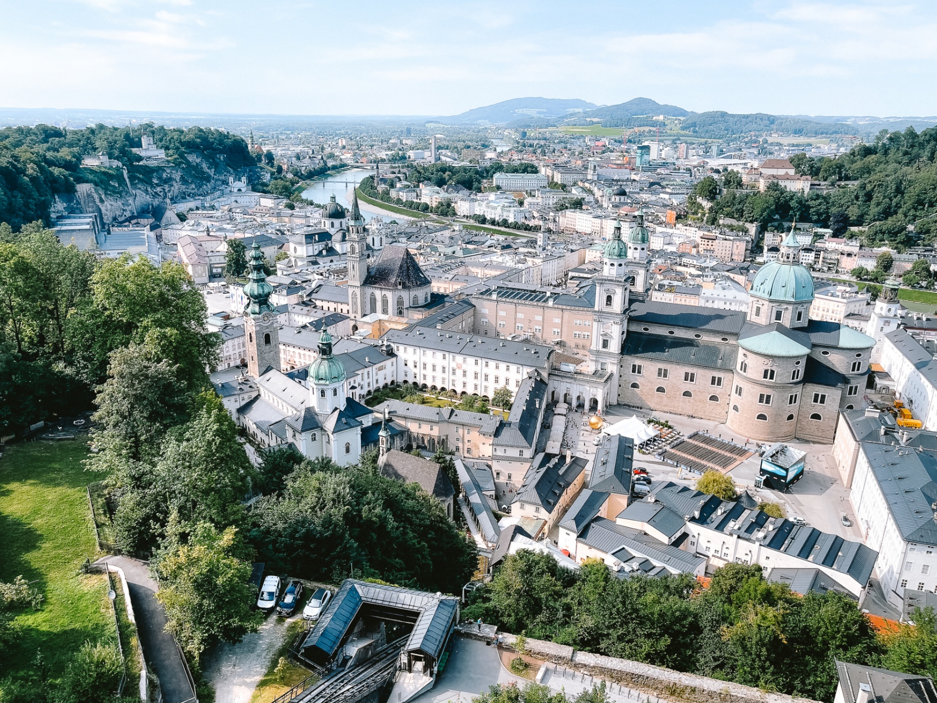 Panorama Salzburgu z ptačí perspektivy